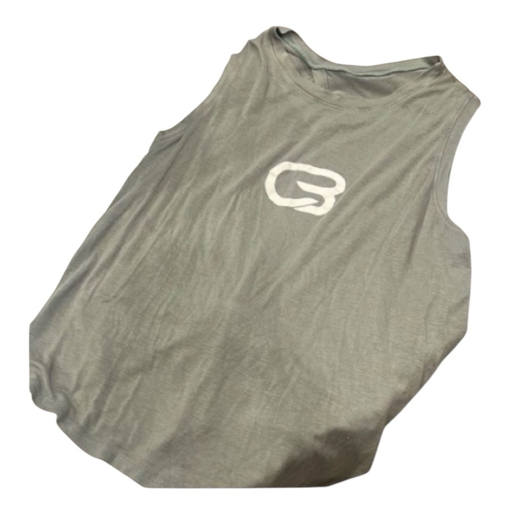 CycleBar
womens medium olive green tank muscle tie back workout shirt gym top m